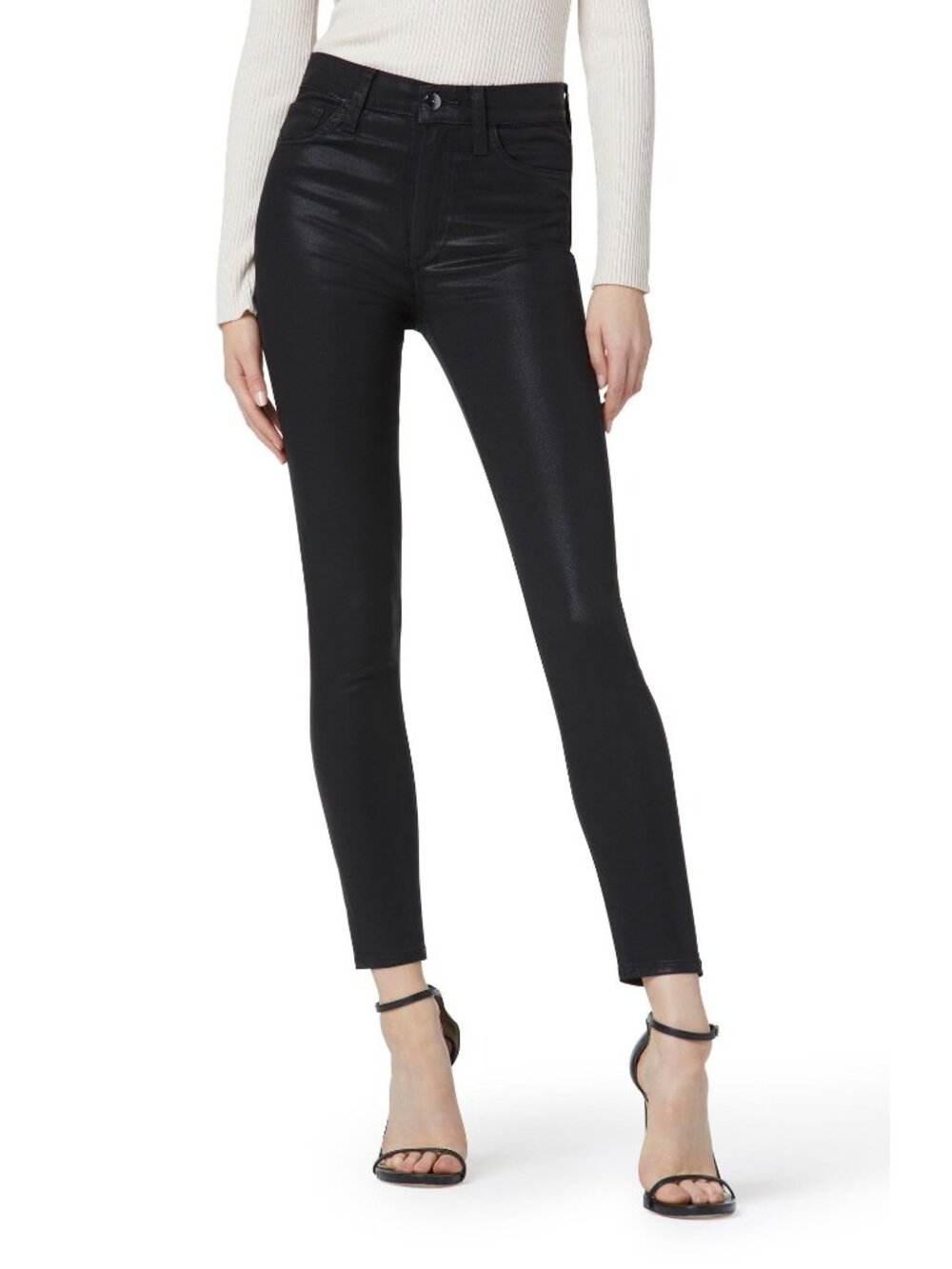 Joe's Jeans the Charlie High Waist Coated Ankle Skinny Jeans Black Size 32 NWT